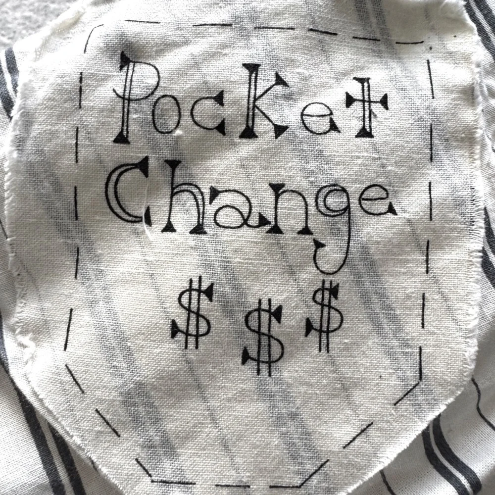 Handmade‎ Ticking Stripe Pocket Change Hanging Bag Coin Pouch for Laundry Room